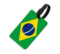 Brazil Flag Luggage Tags for Suitcases Soft TPU Suitcase Label with Name ID Card