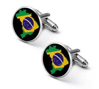 Brazil Flag Map Men's Cufflinks Classic Alloy Cuff Link Fashion Shirt Accessories for Business Party Wedding 1.7cm