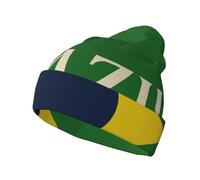 Brazil Flag Print Highly Elastic Cap Stylish Knitted Beanie Warm Winter Hats Soft Unisex Beanies Black