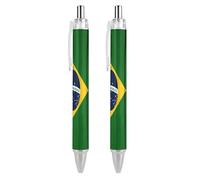 Brazil Flag Retractable Ballpoint Pen Black Ink Ball Point 0.5mm Smooth Writing Note Taking Accessories For Office 2 PCS AS PIC 3