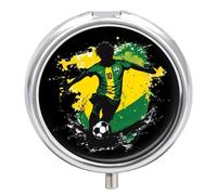 Brazil Flag Socer Player Football Pill Box 3 Compartment Small Portable Medicine Case Pill Organizer for Pocket Purse