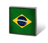 Brazil Flag Square Badge Pin Metal Memorial Brooch Button Lapel Pins for Backpack Wedding