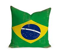 Brazil Flag Throw Pillow 16x16in Brazil Cushion Covers Famhouse Decor Velvet Euro Sham Pillow with Zippe for Living Room Bedroom Modern National Flag Throw Pillow Cushion Cover Housewarming Gift