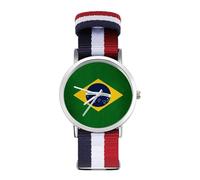 Brazil Flag Wrist Watches Nylon Braided Strap Non-Scale Work Casual Watch