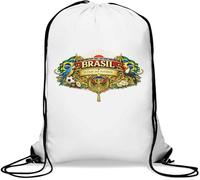 Brazil Football Pride Emblem Gym Sack Casual Drawstring Bag White