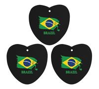 Brazil Football Soccer Flag 3 Pcs Automotive Air Fresheners Mirror Aromatherapy Tablets Ornament Car Fragrance Scented Cards Love form