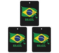 Brazil Football Soccer Flag 3 Pcs Automotive Air Fresheners Mirror Aromatherapy Tablets Ornament Car Fragrance Scented Cards Square