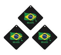 Brazil Football Soccer Flag 3 Pcs Automotive Air Fresheners Mirror Aromatherapy Tablets Ornament Car Fragrance Scented Cards Rhombus