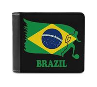 Brazil Football Soccer Flag Bi-fold Men's Wallets with 6 Card Slots Slim Travel Purse Leather Money Clip