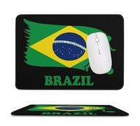 Brazil Football Soccer Flag Mouse Pad with Stitched Edges Non Slip Mouse Mat Portable Design for Desktop Laptop