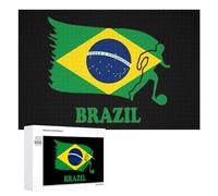 Brazil Football Soccer Flag Wooden Jigsaw Puzzles for Adults Intelligent Games Home Decor Artwork for Home Office 1000 PCS