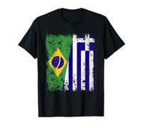 Brazil Greece Half Flag Brazilian Greek Flag Hellas Heritage T-Shirt