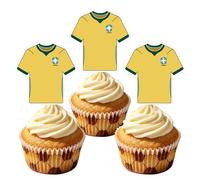 Brazil Jersey Cupcake Toppers for World Cup 2026, Cake Decoration for World Cup Brazil Team, Cake Toppers for Football Party, Bar, Sports Club