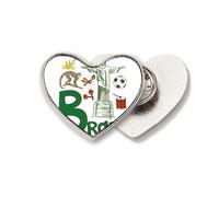 Brazil National symbol Landmark Pattern Heart Metal Pin Brooch Clip Love
