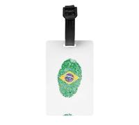 Brazil Print Luggage Tags with Full Back Privacy Cover â€“ Durable PVC ID Labels for Suitcases & Backpacks