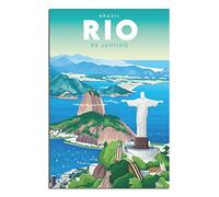 Brazil Rio Vintage Travel Posters Christ The Redeemer Sugarloaf Granite PeaksCanvas Art Posters Painting Pictures Wall Art Prints,Wall Decor for Bedroom, Home Office Decor Party Gifts8x12inchs(20x30cm