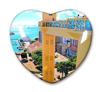 Brazil Salvador Fridge Magnet Refrigerator Stickers Decorative Travel Souvenir Heart-shaped Glass