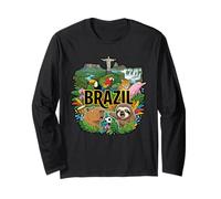 Brazil Sloth Capybara Pointing Meme - Brazilian Souvenir Long Sleeve T-Shirt