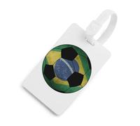 Brazil Soccer Ball with Brazilian Flag Luggage Tags for Suitcases Handbag Tag Labels Travel Accessories Privacy Cover ID Label
