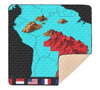 Brazil Topography - Focused Map Soft Foam Baby Gym & Activity Mat for Indoor Outdoor Cozy Breathable Infant Play Mat for Baby Toddler Infant, 50'' x 50''