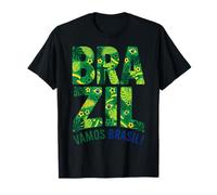 Brazil Tropical Soccer Pattern Vamos Brasil! T-Shirt
