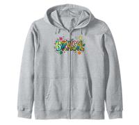 Brazil Tropical Tie-Dye Leopard Pattern Kawaii Doodle Zip Hoodie