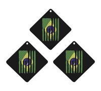 Brazil U.S.A Flag 3 Pcs Automotive Air Fresheners Mirror Aromatherapy Tablets Ornament Car Fragrance Scented Cards Rhombus