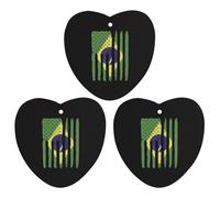 Brazil U.S.A Flag 3 Pcs Automotive Air Fresheners Mirror Aromatherapy Tablets Ornament Car Fragrance Scented Cards Love form
