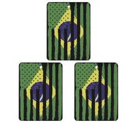 Brazil U.S.A Flag 3 Pcs Automotive Air Fresheners Mirror Aromatherapy Tablets Ornament Car Fragrance Scented Cards Square