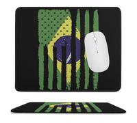Brazil U.S.A Flag Mouse Pad with Stitched Edges Non Slip Mouse Mat Portable Design for Desktop Laptop