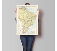 Brazil, Uruguay, Paraguay & Guayana Map, Brazil Map | Old Map of the South America | 1884 | Vintage Reproduction Print (180gsm Matt Paper, 40 x 30 in)