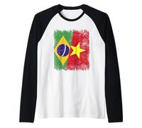 Brazil Vietnam Half Flag Brazilian Vietnamese History Raglan Baseball Tee