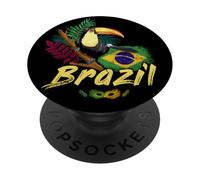 Brazil Vintage Toucan with Flag and Samba mask PopSockets Adhesive PopGrip