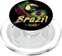 Brazil Vintage Toucan with Flag and Samba mask PopSockets PopGrip for MagSafe
