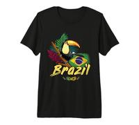 Brazil Vintage Toucan with Flag and Samba mask Premium T-Shirt