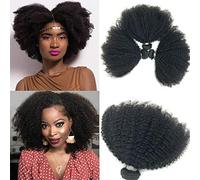 Brazilian Afro Kinky Curly Hair 10-20inch 4B4C 1 Bundle 100g Brazilian Virgin Remy Human Hair Weaves Natural Black Color (1 bundle 14inch, natural black)