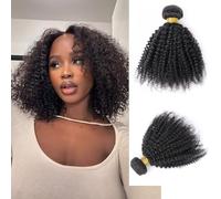Brazilian Afro Kinky Curly Hair 4B 4C Single Bundle 100% Unprocessed Virgin Afro Curly Human Hair Extension Double Weft Hair Weaves Natural Black Color for Black Women (1 bundle 12inch)