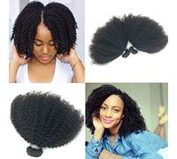 Brazilian Afro Kinky Curly Hair Extension 10-20inch 4B 4C Afro Curly Human Hair 1 Bundle 100g 12inch Brazilian Virgin Remy Human Hair Weaves 1B Black Color (1 bundle 12inch, natural black)