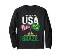 Brazilian American My History Began In Brazil Pride Vintage Long Sleeve T-Shirt