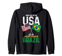 Brazilian American My History Began In Brazil Pride Vintage Zip Hoodie