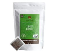 Brazilian Coffee Bags - Pack of 50 - Medium Roast - Brown Bear Sweet Brazil Blend - Strength 3 - Donation to Free The Bears - Individual Arabica Ground Coffee Bags Like Tea Bags