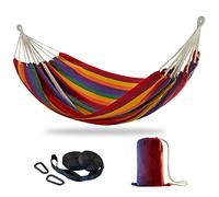 Brazilian Double Hammock with Tree Straps, Extra Large, 450 lbs Capacity | Soft Woven Cotton Fabric, 94.5 × 63 in, 2-Person Hammock with Carry Bag for Backyard, Patio, Indoor & Outdoor, Red Stripe