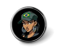 Brazilian Flag African US Afro Woman Brooch Pins for Women Men Cute Badge Lapel Pins for Backpack Dress Accessories