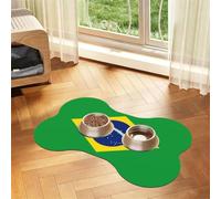 Brazilian flag Bone Shaped Absorbent Dog Feeding Mat