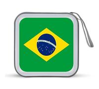 Brazilian Flag CD Case DVD Holders 40 Capacity Hard Plastic Storage Binder Wallet