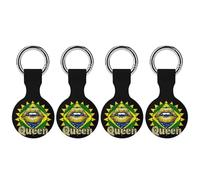 Brazilian Flag Lips Brazil Brazilian Queen Keychain Holder Case Compatible with AirTag Waterproof Silicone Shell Protective Case 4PCS