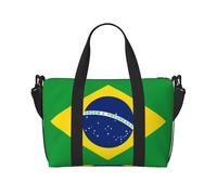 Brazilian Flag Printed Travel Tote Bag, Large Capacity Gym Bag, Lightweight Weekend Travel Shoulder Bag, Unisex