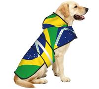 Brazilian flag Reflective Waterproof Dog Raincoat Jacket, Adjustable Hooded Pet Coat with Leash Hole,for Outdoor UseS