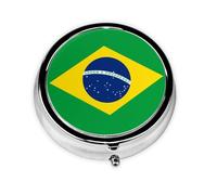 Brazilian Flag Round Pill Box Portable Medicine Box That can be stored in a Pocket or Handbag
