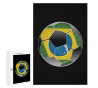 Brazilian Flag with Soccer Ball Vertical Wooden Jigsaw Puzzles for Adults Challenge Intelligent Puzzle Letter on Back Picture Home Decor